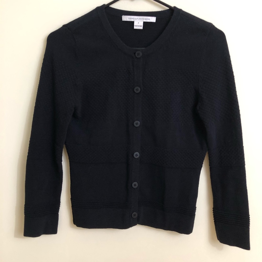 Diane Von Furstenberg Black Cardigan Sweater Sz P. P12